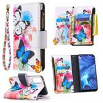 For OPPO Reno 4 5G Colored Drawing Pattern Zipper Horizontal Flip Leather Case with Holder & Card Slots & Wallet(Two Butterflies)