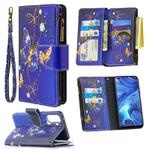 For OPPO Reno 4 5G Colored Drawing Pattern Zipper Horizontal Flip Leather Case with Holder & Card Slots & Wallet(Purple Butterfly)