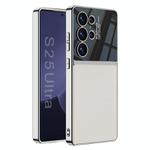 For Samsung Galaxy S25 Ultra 5G GKK Plating TPU + Leather Full Coverage Phone Case(White)