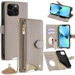 For iPhone 13 Pro Crossbody Chain Fishtail Litchi Leather Phone Case(Black)