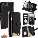For iPhone 16e Crossbody Chain Fishtail Litchi Leather Phone Case(Black)