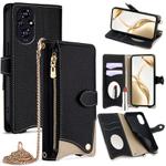 For Honor 200 Crossbody Chain Fishtail Litchi Leather Phone Case(Black)