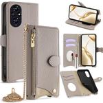 For Honor 200 Crossbody Chain Fishtail Litchi Leather Phone Case(Grey)