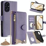 For Honor 200 Crossbody Chain Fishtail Litchi Leather Phone Case(Purple)