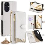 For Honor 200 Crossbody Chain Fishtail Litchi Leather Phone Case(White)