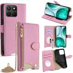 For Honor X8c 4G Global Crossbody Chain Fishtail Litchi Leather Phone Case(Pink)