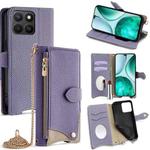 For Honor X8c 4G Global Crossbody Chain Fishtail Litchi Leather Phone Case(Purple)