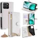 For Honor X8c 4G Global Crossbody Chain Fishtail Litchi Leather Phone Case(White)