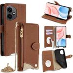 For Honor 400 Global 156.5mm Crossbody Chain Fishtail Litchi Leather Phone Case(Brown)