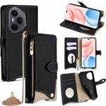 For Honor 400 Pro Global 160.8mm Crossbody Chain Fishtail Litchi Leather Phone Case(Black)