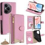 For Honor 400 Pro Global 160.8mm Crossbody Chain Fishtail Litchi Leather Phone Case(Pink)