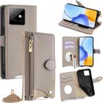 For Honor X60 GT Crossbody Chain Fishtail Litchi Leather Phone Case(Grey)