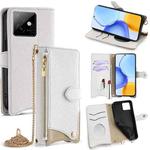 For Honor X60 GT Crossbody Chain Fishtail Litchi Leather Phone Case(White)