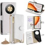 For Honor X70 5G Crossbody Chain Fishtail Litchi Leather Phone Case(White)