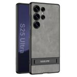 For Samsung Galaxy S25 Ultra 5G GKK Triumph Ultra-Thin Frosted Leather Phone Case with Holder(Grey)