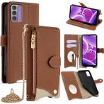 For Nokia G42 / G310 Crossbody Chain Fishtail Litchi Leather Phone Case(Brown)