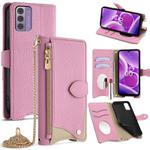 For Nokia G42 / G310 Crossbody Chain Fishtail Litchi Leather Phone Case(Pink)