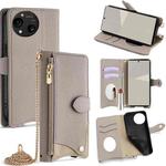 For Sharp Aquos R10 Crossbody Chain Fishtail Litchi Leather Phone Case(Grey)