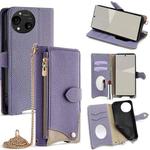 For Sharp Aquos R10 Crossbody Chain Fishtail Litchi Leather Phone Case(Purple)