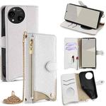 For Sharp Aquos R10 Crossbody Chain Fishtail Litchi Leather Phone Case(White)