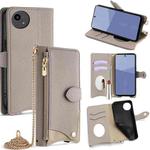 For Sharp Aquos wish5 Crossbody Chain Fishtail Litchi Leather Phone Case(Grey)