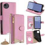 For Sharp Aquos wish5 Crossbody Chain Fishtail Litchi Leather Phone Case(Pink)