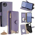 For Sharp Aquos wish5 Crossbody Chain Fishtail Litchi Leather Phone Case(Purple)