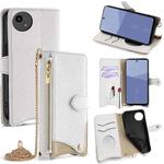 For Sharp Aquos wish5 Crossbody Chain Fishtail Litchi Leather Phone Case(White)