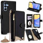 For Samsung Galaxy A15 Crossbody Chain Fishtail Litchi Leather Phone Case(Black)
