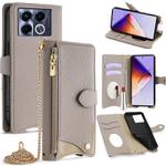 For Infinix Note 40 5G Crossbody Chain Fishtail Litchi Leather Phone Case(Grey)