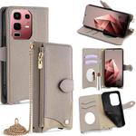 For Infinix Note 50s 5G Crossbody Chain Fishtail Litchi Leather Phone Case(Grey)