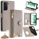 For Samsung Galaxy S21 5G Crossbody Chain Fishtail Litchi Leather Phone Case(Grey)
