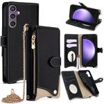 For Samsung Galaxy S23 FE 5G Crossbody Chain Fishtail Litchi Leather Phone Case(Black)
