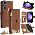 For Samsung Galaxy S23 FE 5G Crossbody Chain Fishtail Litchi Leather Phone Case(Brown)