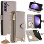 For Samsung Galaxy S23 FE 5G Crossbody Chain Fishtail Litchi Leather Phone Case(Grey)