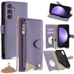 For Samsung Galaxy S23 FE 5G Crossbody Chain Fishtail Litchi Leather Phone Case(Purple)