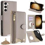 For Samsung Galaxy S23+ 5G Crossbody Chain Fishtail Litchi Leather Phone Case(Grey)