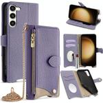 For Samsung Galaxy S23+ 5G Crossbody Chain Fishtail Litchi Leather Phone Case(Purple)