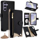 For Samsung Galaxy S24+ 5G Crossbody Chain Fishtail Litchi Leather Phone Case(Black)