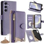 For Samsung Galaxy S24+ 5G Crossbody Chain Fishtail Litchi Leather Phone Case(Purple)