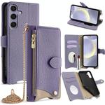 For Samsung Galaxy S25+ 5G Crossbody Chain Fishtail Litchi Leather Phone Case(Purple)