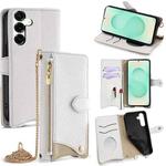 For Samsung Galaxy S25+ 5G Crossbody Chain Fishtail Litchi Leather Phone Case(White)