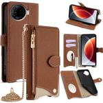 For Tecno Camon 30 Pro Crossbody Chain Fishtail Litchi Leather Phone Case(Brown)