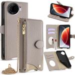 For Tecno Camon 30 Pro Crossbody Chain Fishtail Litchi Leather Phone Case(Grey)
