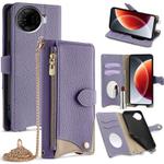 For Tecno Camon 30 Pro Crossbody Chain Fishtail Litchi Leather Phone Case(Purple)