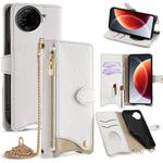 For Tecno Camon 30 Pro Crossbody Chain Fishtail Litchi Leather Phone Case(White)