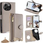 For Tecno Spark 30 5G / Pova 6 Neo 5G Crossbody Chain Fishtail Litchi Leather Phone Case(Grey)