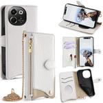 For Tecno Spark 30 5G / Pova 6 Neo 5G Crossbody Chain Fishtail Litchi Leather Phone Case(White)