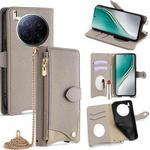 For Tecno Camon 40 Premier Crossbody Chain Fishtail Litchi Leather Phone Case(Grey)
