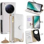 For Tecno Camon 40 Premier Crossbody Chain Fishtail Litchi Leather Phone Case(White)